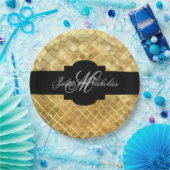 Monogrammed Black & Gold 50e Jubileum Papieren Bordje (Feest)