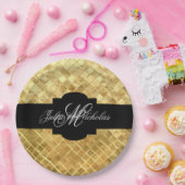 Monogrammed Black & Gold 50e Jubileum Papieren Bordje (Feest)