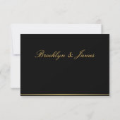 Monogrammed Black Gold Elegant Wedding RSVP-kaarte RSVP Kaartje (Achterkant)