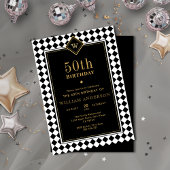 Monogrammed Black & Gold Milestone Age Verjaardag Kaart