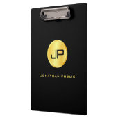 Monogrammed Black Gold Modern Elegant Sjabloon Klembord (Links)