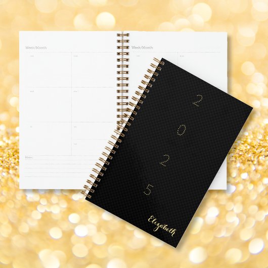 Monogrammed Black Gold Weekly Maandelijks 2025 Pla Planner