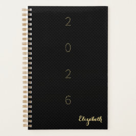 Monogrammed Black Gold Weekly Maandelijks 2026 Pla Planner