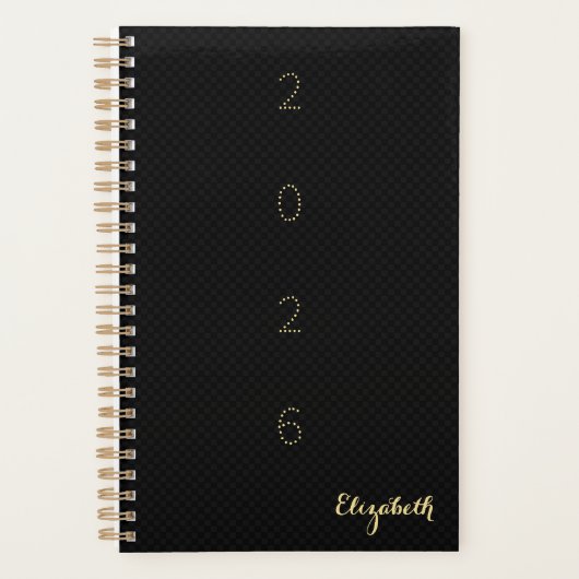 Monogrammed Black Gold Weekly Maandelijks 2026 Pla Planner (Voorkant)