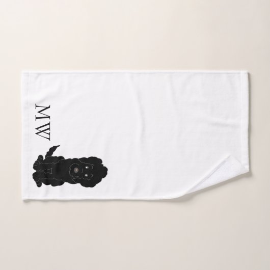 Monogrammed Black Goldendoodle Dog Design Bad Handdoek (Handdoek)