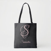 Monogrammed Black Gray Pink rustic Tote Bag (Voorkant)