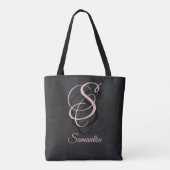 Monogrammed Black Gray Pink rustic Tote Bag (Achterkant)