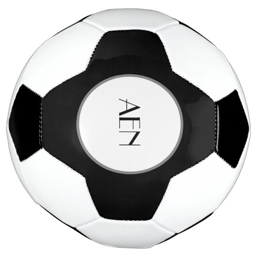 Monogrammed Black Gray White Voetbal (Gedraaid)