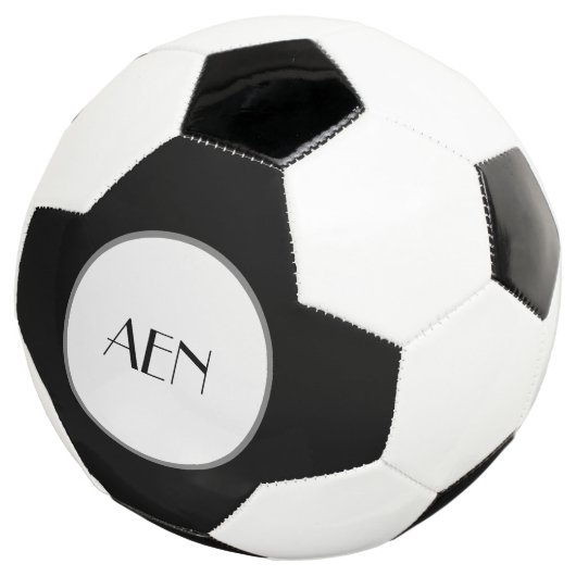Monogrammed Black Gray White Voetbal (Drie kwart)
