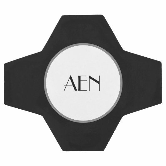 Monogrammed Black Gray White Voetbal (Enkel)