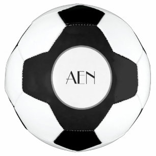 Monogrammed Black Gray White Voetbal