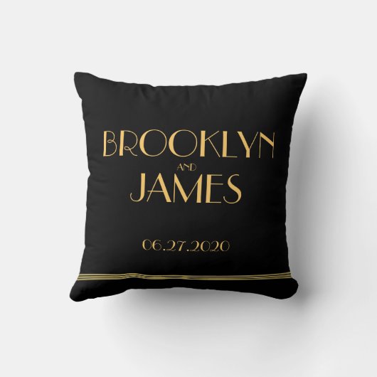 Monogrammed Black Great Gatsby Wedding Kussens (Achterkant)