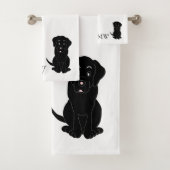 Monogrammed Black Labrador hondenontwerp Bad Handdoek (Insitu)