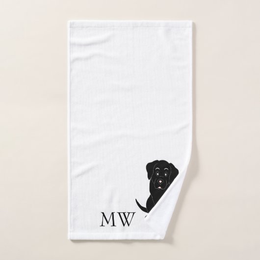 Monogrammed Black Labrador hondenontwerp Bad Handdoek (Handdoek)