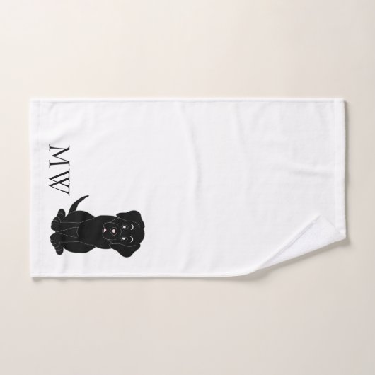 Monogrammed Black Labrador hondenontwerp Bad Handdoek (Handdoek)