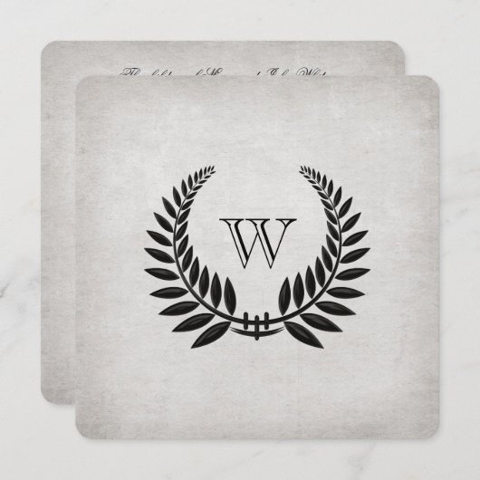 Monogrammed Black Laurel Vow Renewal Kaart (Voorkant / Achterkant)
