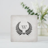 Monogrammed Black Laurel Vow Renewal Kaart (Staand voorkant)
