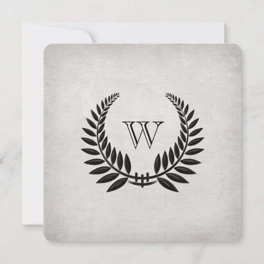 Monogrammed Black Laurel Vow Renewal Kaart (Voorkant)
