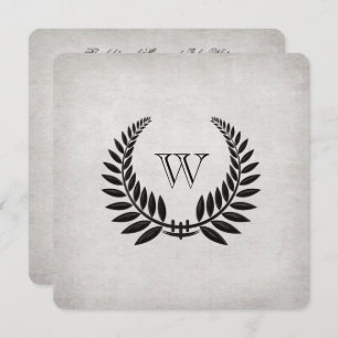 Monogrammed Black Laurel Vow Renewal Kaart