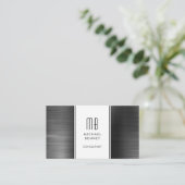 Monogrammed Black Metallic Folie Consultant Visitekaartje (Staand voorkant)