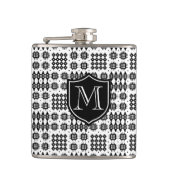 Monogrammed Black op White Faux Welsh Tapestry Heupfles (Voorkant)