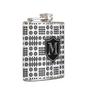 Monogrammed Black op White Faux Welsh Tapestry Heupfles (Rechts)