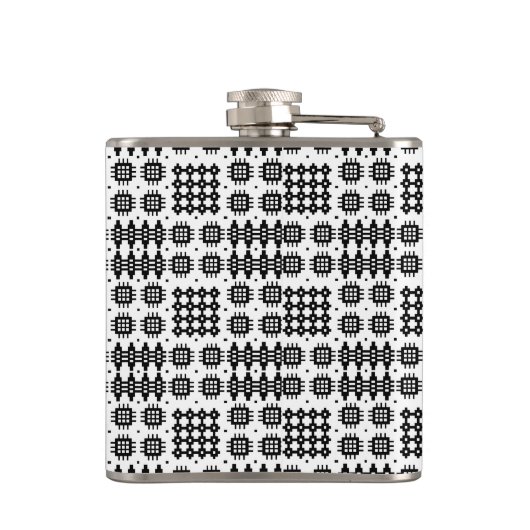 Monogrammed Black op White Faux Welsh Tapestry Heupfles (Achterkant)