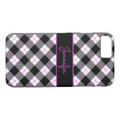 Monogrammed Black Pink in White Argyle Case-Mate iPhone Case (Achterkant (Horizontaal))