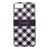 Monogrammed Black Pink in White Argyle Case-Mate iPhone Case (Achterkant)