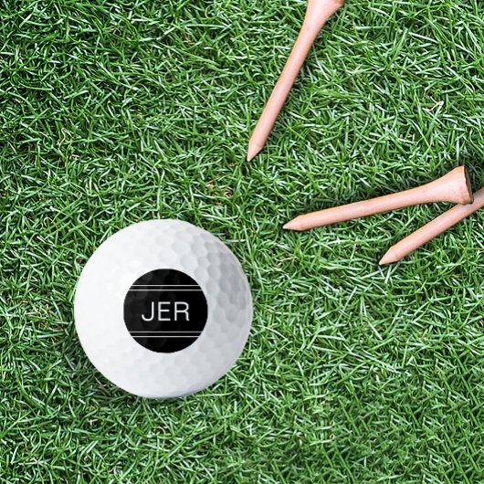 Monogrammed Black Sjabloon Personalized Golfer Golfballen