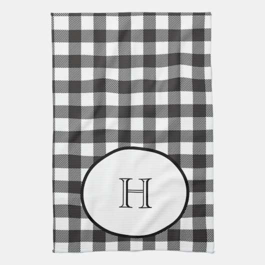 Monogrammed Black White Buffalo Play Theedoek (Verticaal)