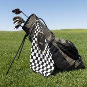 Monogrammed Black White Checks & golfclub & vlag Golfhanddoek (Groen)