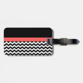 Monogrammed Black/White Chevron Bagagelabel (Achterkant horizontaal)