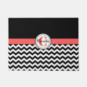 Monogrammed Black/White Chevron Doormat Deurmat (Voorkant)