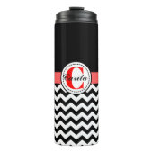 Monogrammed Black/White Chevron Thermal Tumbler Thermosbeker (Voorkant)