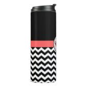 Monogrammed Black/White Chevron Thermal Tumbler Thermosbeker (Gedraaid links)