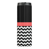 Monogrammed Black/White Chevron Thermal Tumbler Thermosbeker (Achterkant)