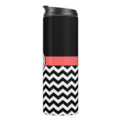 Monogrammed Black/White Chevron Thermal Tumbler Thermosbeker (Geroteerd rechts)