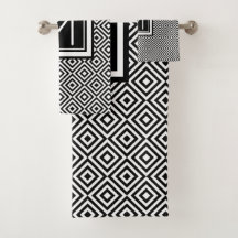 Monogrammed Black White Geometric Pattern