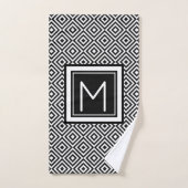 Monogrammed Black White Geometric Pattern Bad Handdoek (Handdoek)