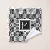 Monogrammed Black White Geometric Pattern Bad Handdoek (Wasdoekje)