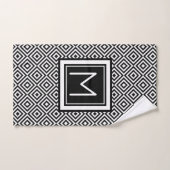 Monogrammed Black White Geometric Pattern Bad Handdoek (Handdoek)