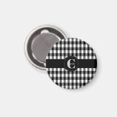 Monogrammed Black/White Gingham Magnet (Voorkant / Achterkant)