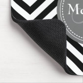 Monogrammed Black White Grey Chevron Quatrefoil Muismat (Hoek)