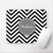 Monogrammed Black White Grey Chevron Quatrefoil Muismat (Met muis)