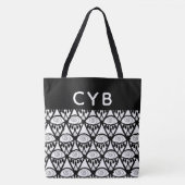 Monogrammed Black & White Henna Pattern Tas (Voorkant)