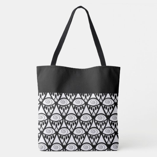 Monogrammed Black & White Henna Pattern Tas (Achterkant)