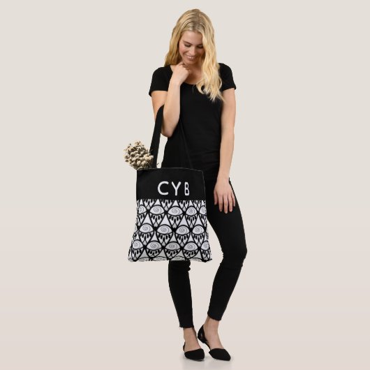 Monogrammed Black & White Henna Pattern Tas (Op model)