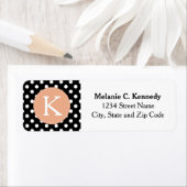 Monogrammed Black White Polka Dot Pattern Etiket (Insitu)