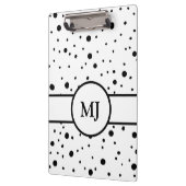 Monogrammed Black White Polka Dots and Stripes Klembord (Links)